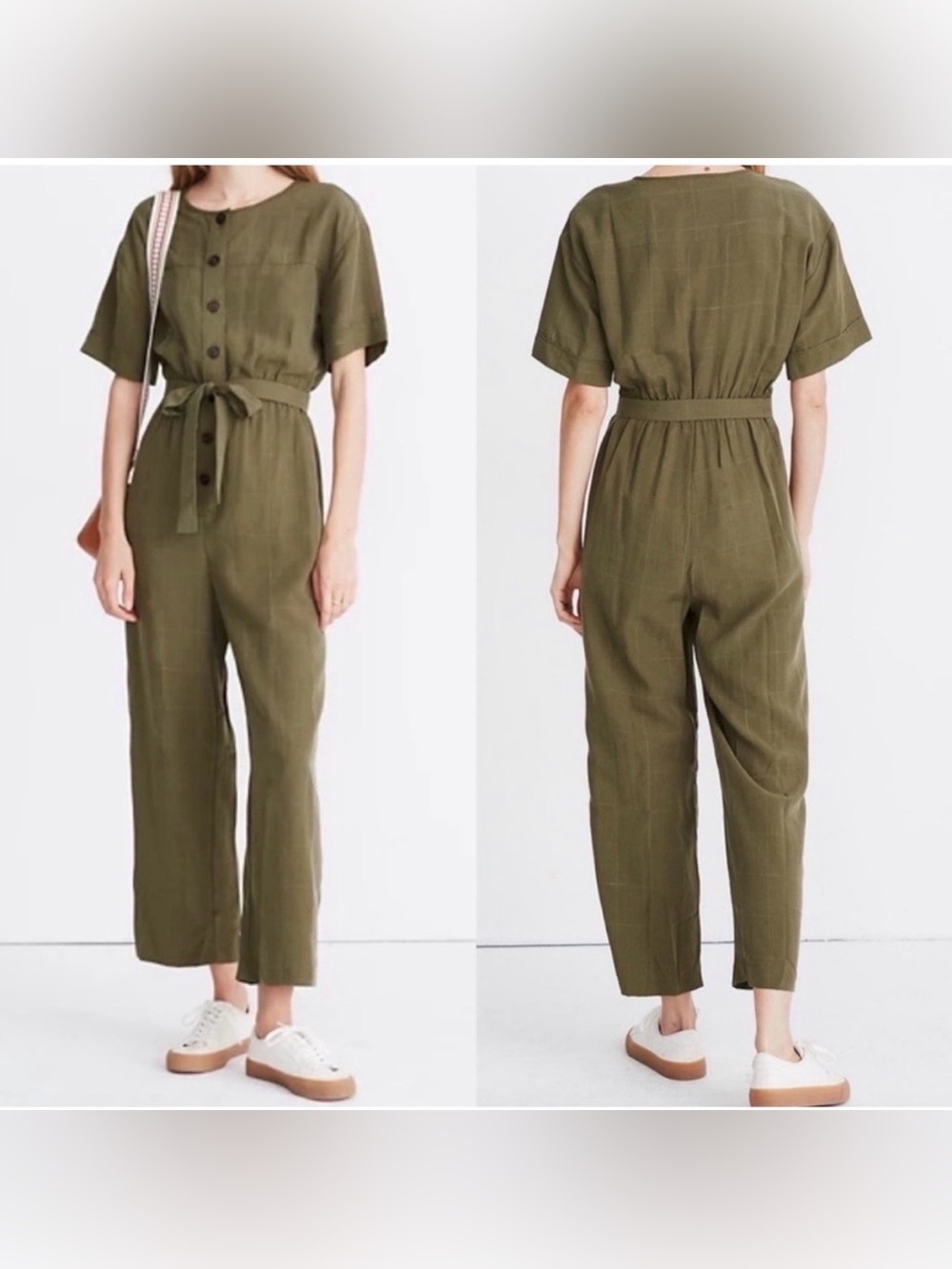 Madewell Olive Utility Jumpsuit with Tie Belt